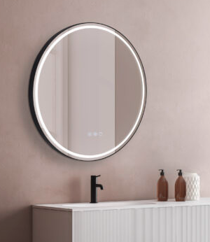 Salma spejl Ø80, matsort med Farve + Lysstyrke regulering & antidug